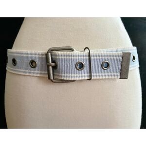 Distressed Blue/White Cotton Grommet Belt sz XS